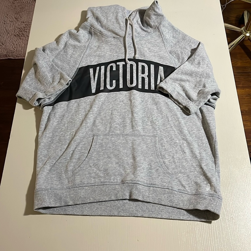 Victoria’s Secret Gray & Black Short Sleeve Sweatshirt- Size Small